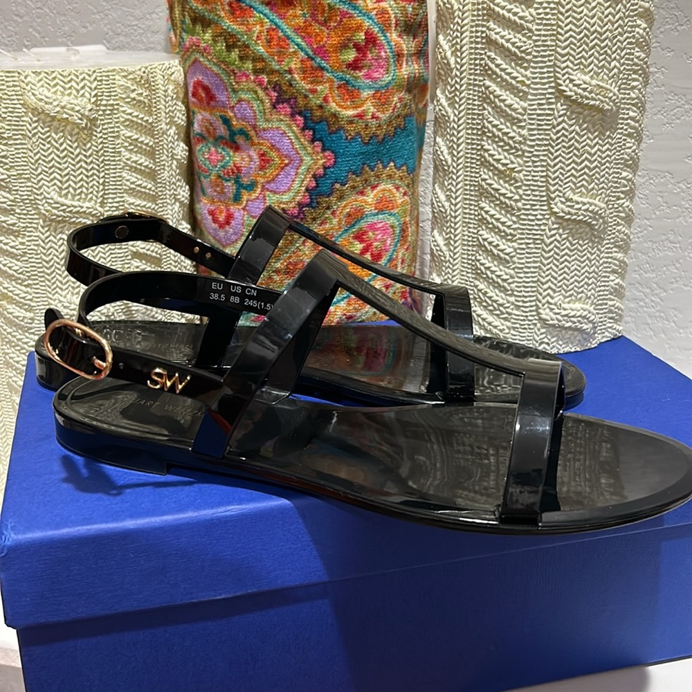 Stuart Weitzman Black Flat Sandals - image 6